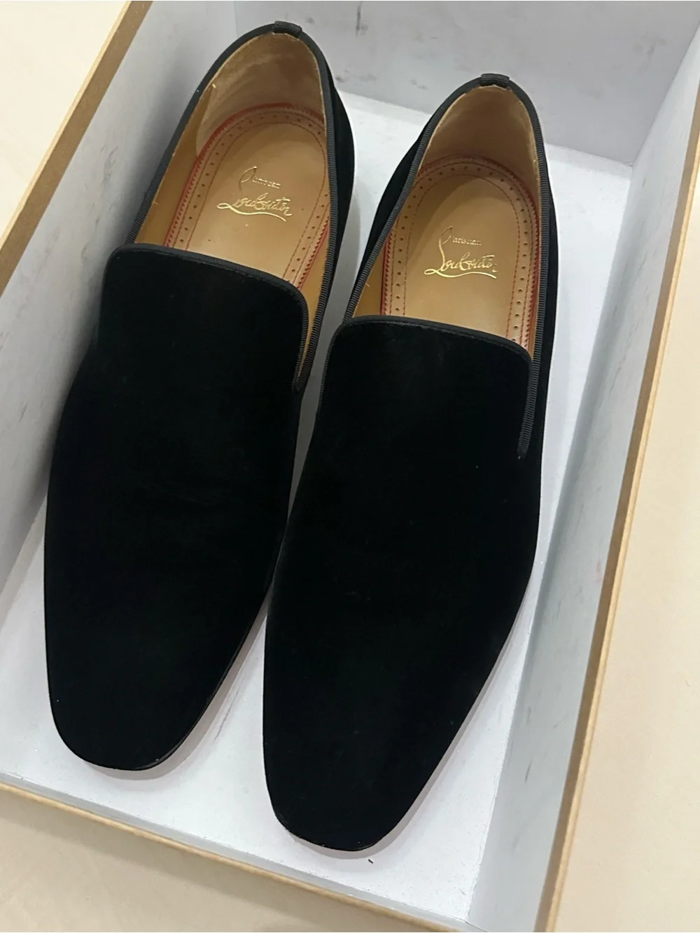 Christian Louboutin Black Suede Slip-On Loafers